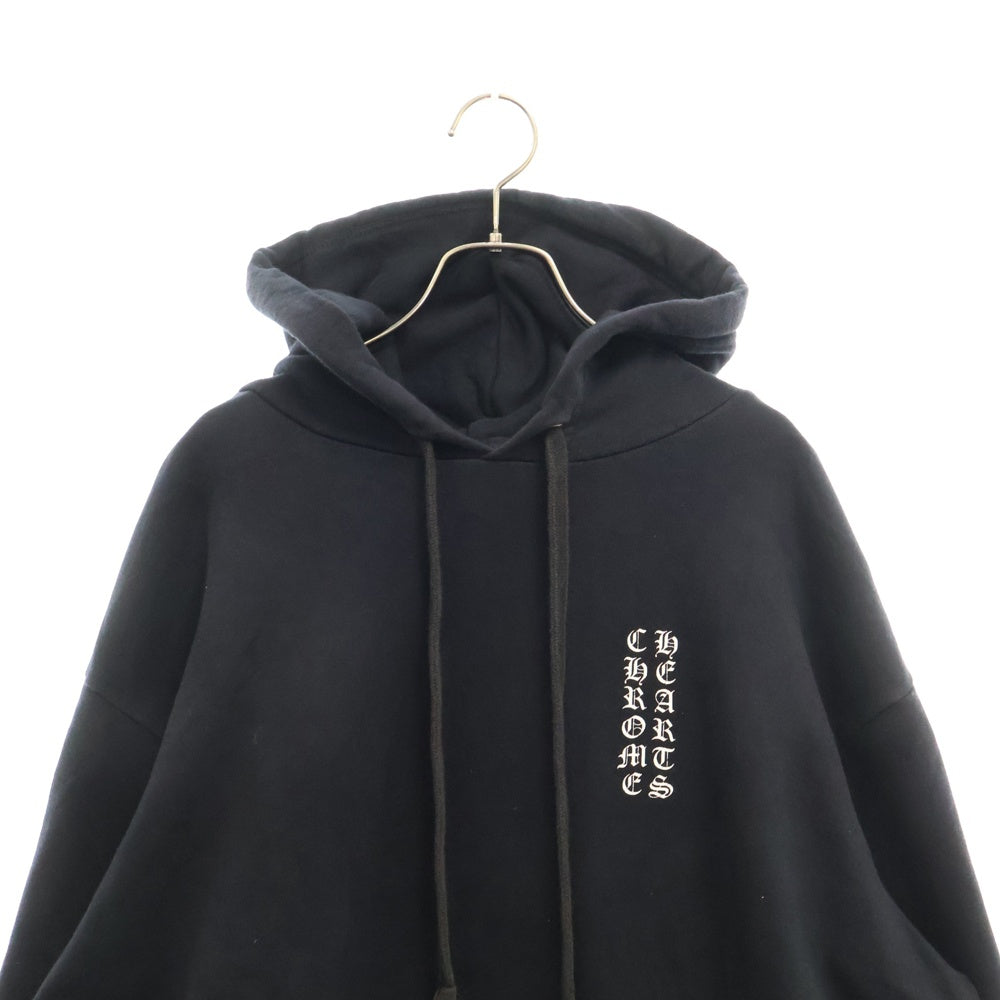 CHROME HEARTS(クロムハーツ) SWTSHRT PLVR 袖ロゴプリントプルオーバーフーディ パーカー ブラック