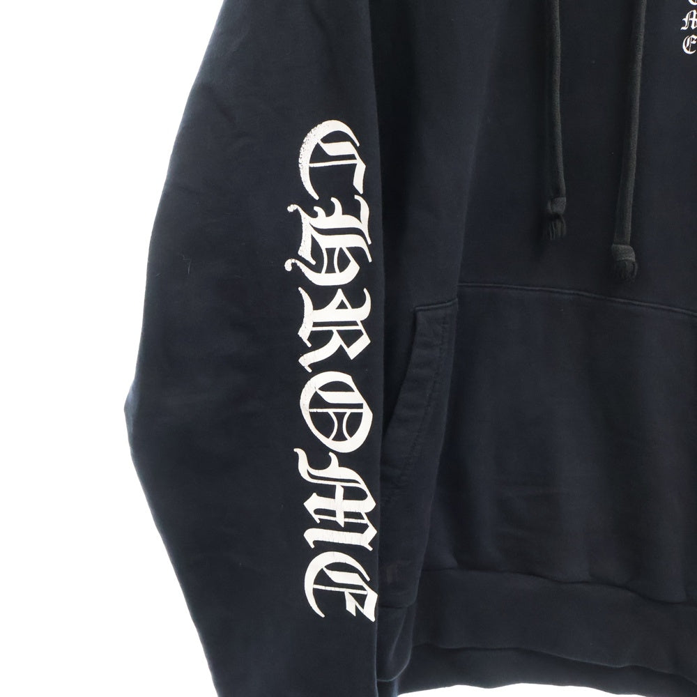 CHROME HEARTS(クロムハーツ) SWTSHRT PLVR 袖ロゴプリントプルオーバーフーディ パーカー ブラック