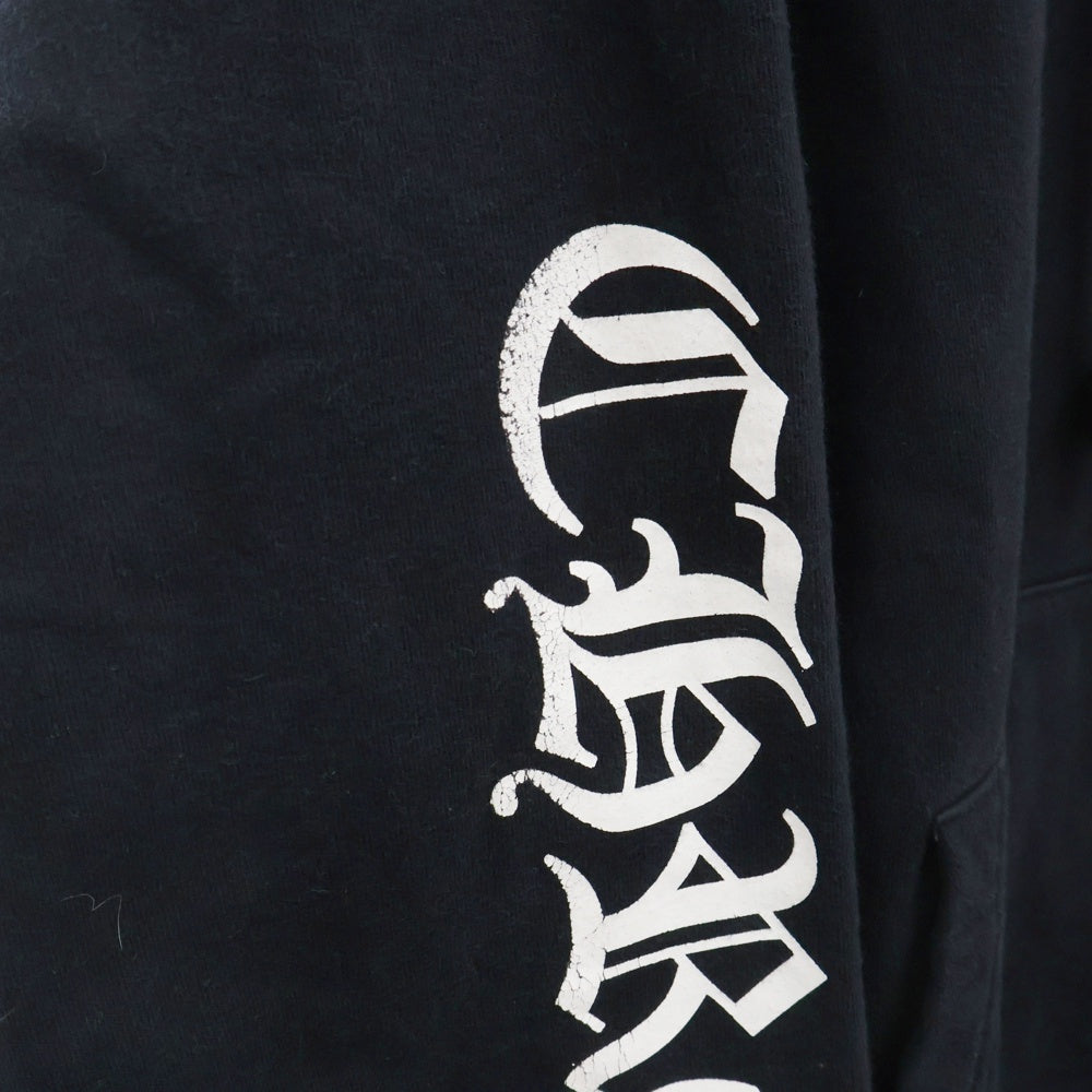 CHROME HEARTS(クロムハーツ) SWTSHRT PLVR 袖ロゴプリントプルオーバーフーディ パーカー ブラック