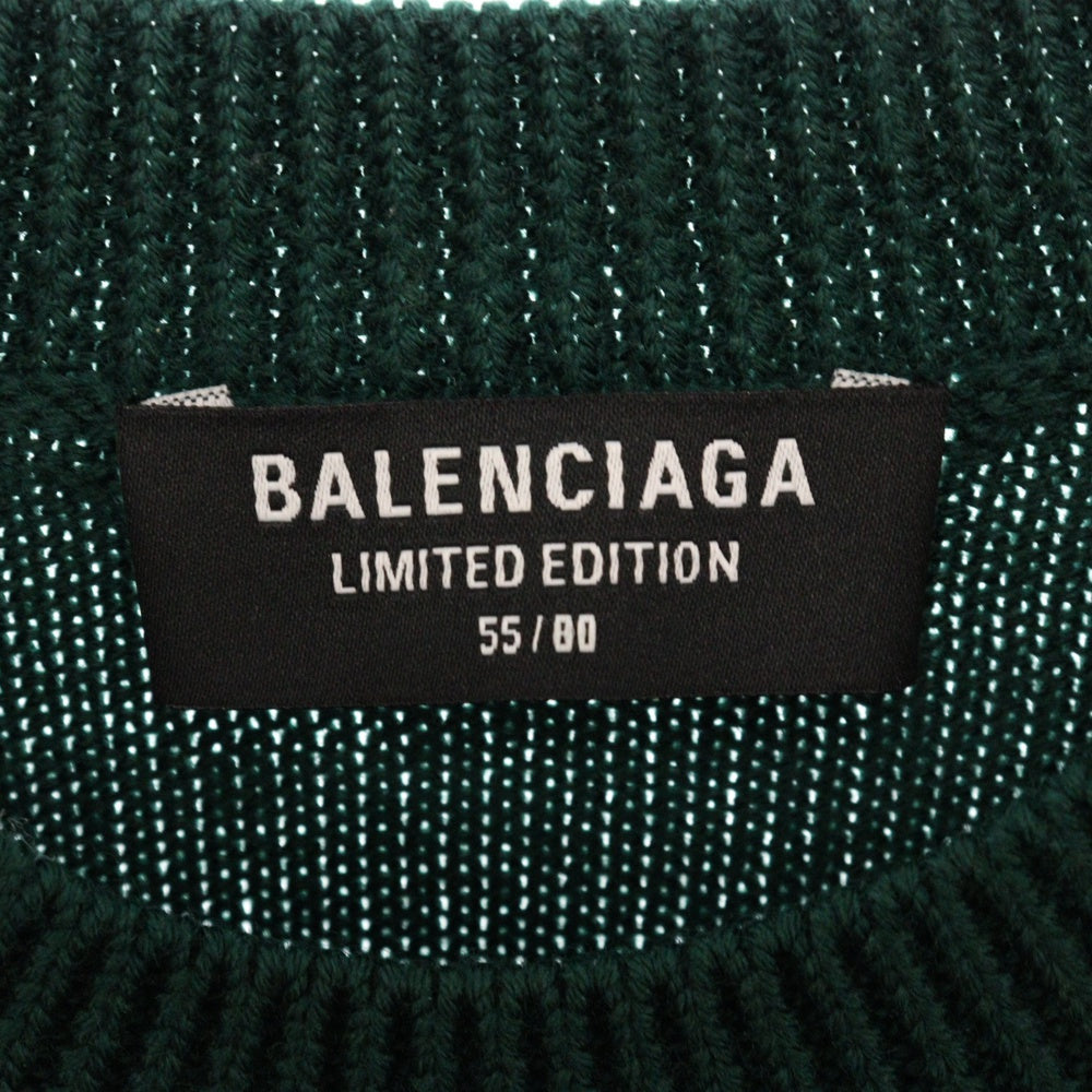 BALENCIAGA(バレンシアガ) 21AW PARIS クルーネック フロントロゴ ニットセーター グリーン 682005 T1624