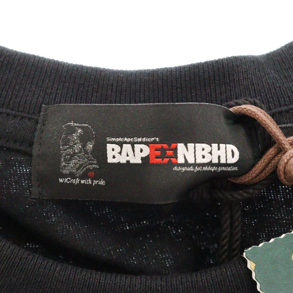 A BATHING APE(アベイシングエイプ) 25SS × NEIGHBORHOOD NBHD TEE フロントロゴプリント 半袖Tシャツ カットソー ブラック 1K73109915