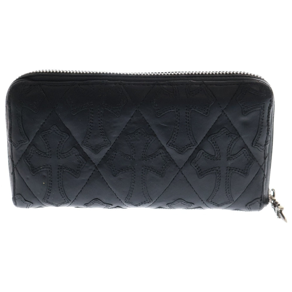 CHROME HEARTS(クロムハーツ) REC F ZIP/QUILTED クロスパッチ キルティングレザーウォレット 財布 ブラック