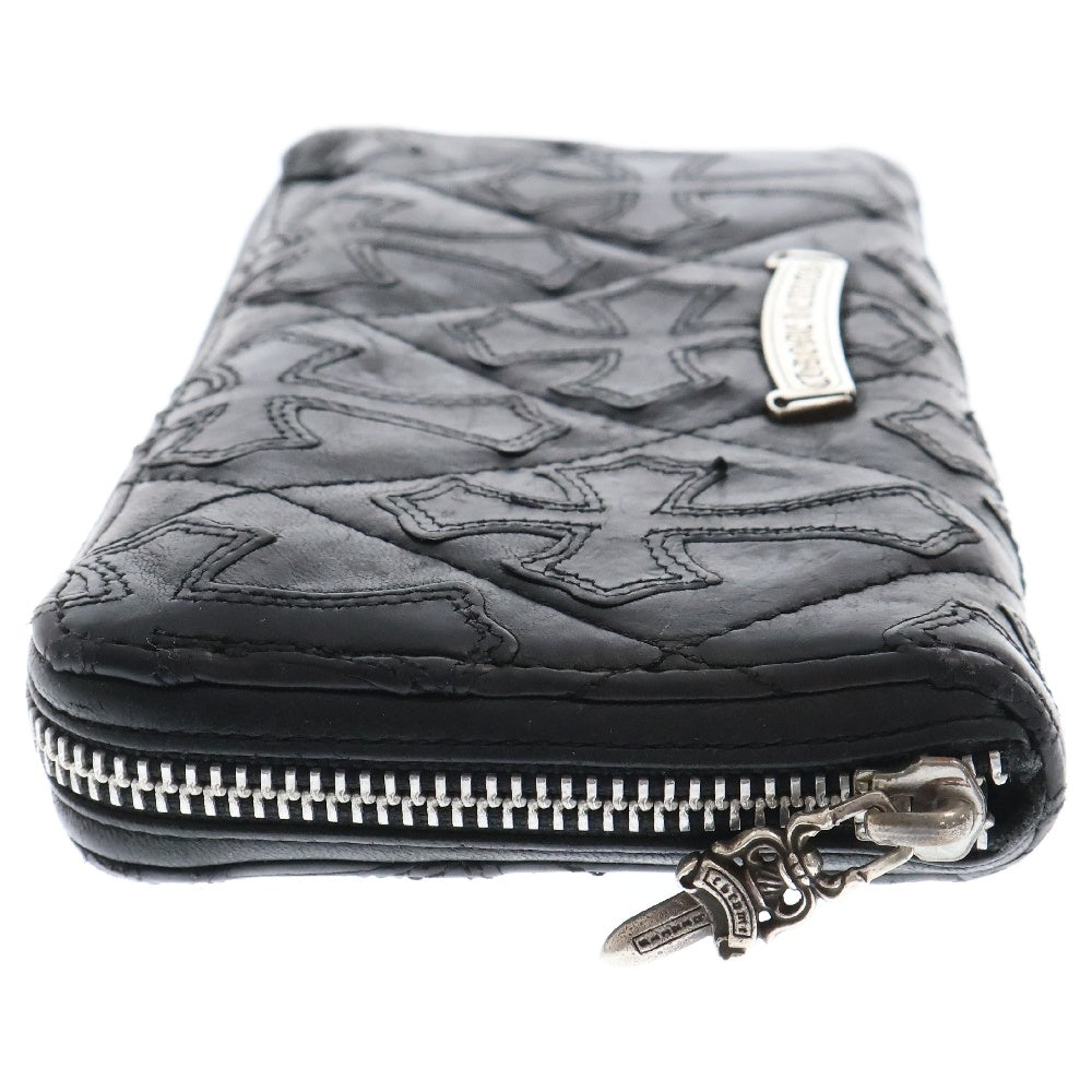 CHROME HEARTS(クロムハーツ) REC F ZIP/QUILTED クロスパッチ キルティングレザーウォレット 財布 ブラック
