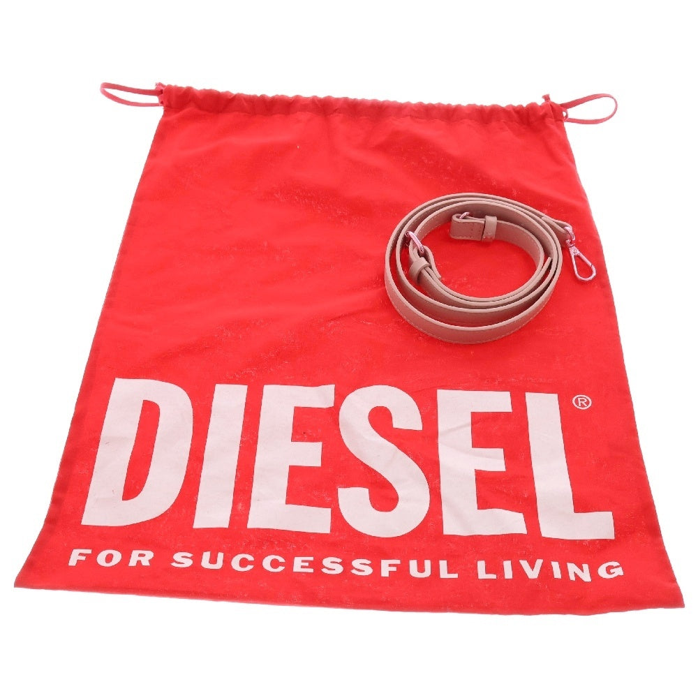 DIESEL(ディーゼル) 1DR-Iconic Shoulder Bag ロゴプレート デニムハンドバッグ ショルダーバッグ ピンク/オレンジ X08396P6810