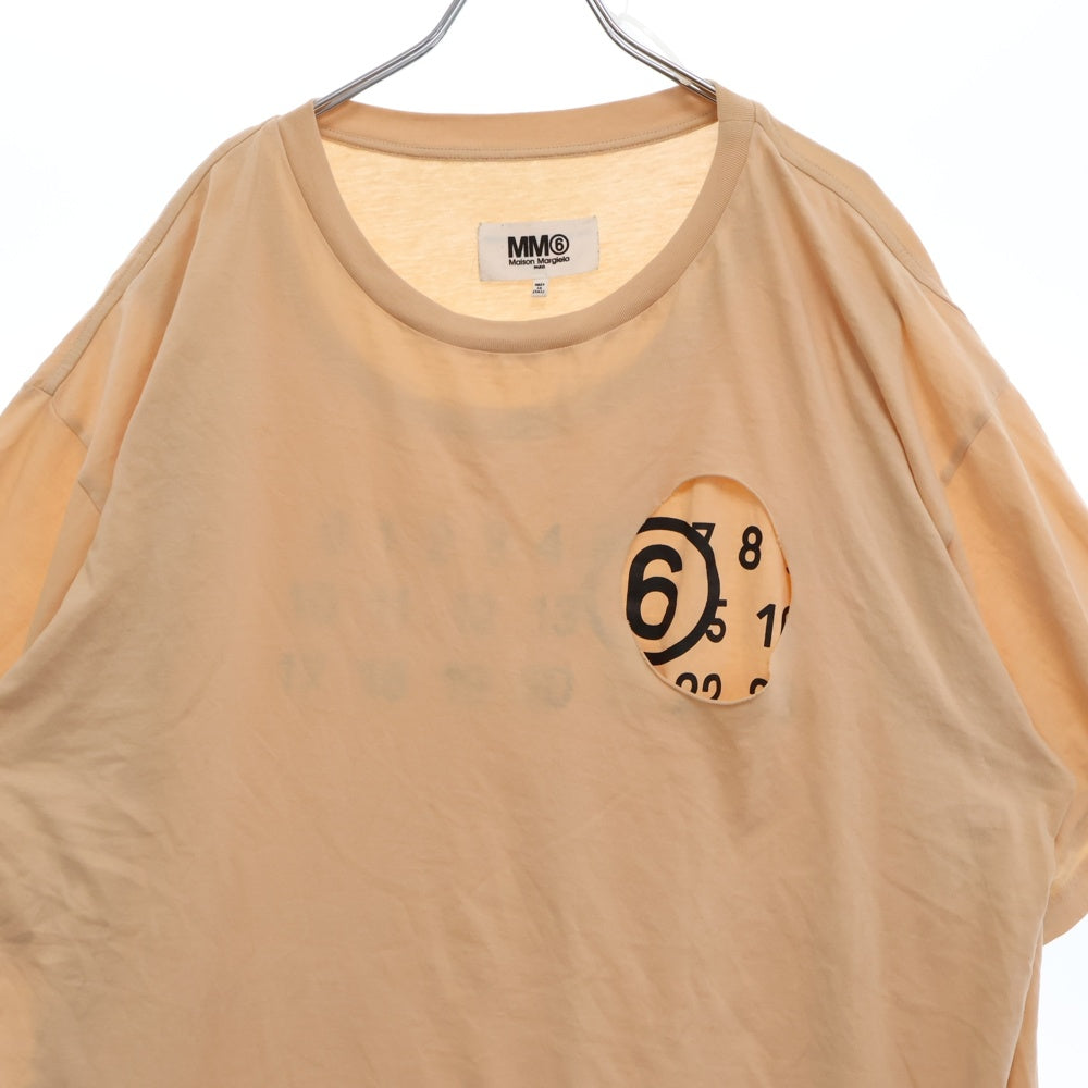 MM6 Maison Margiela(エムエムシックスメゾンマルジェラ) ナンバリング ロゴ 半袖Tシャツ カットソー S62GD0146 ベージュ
