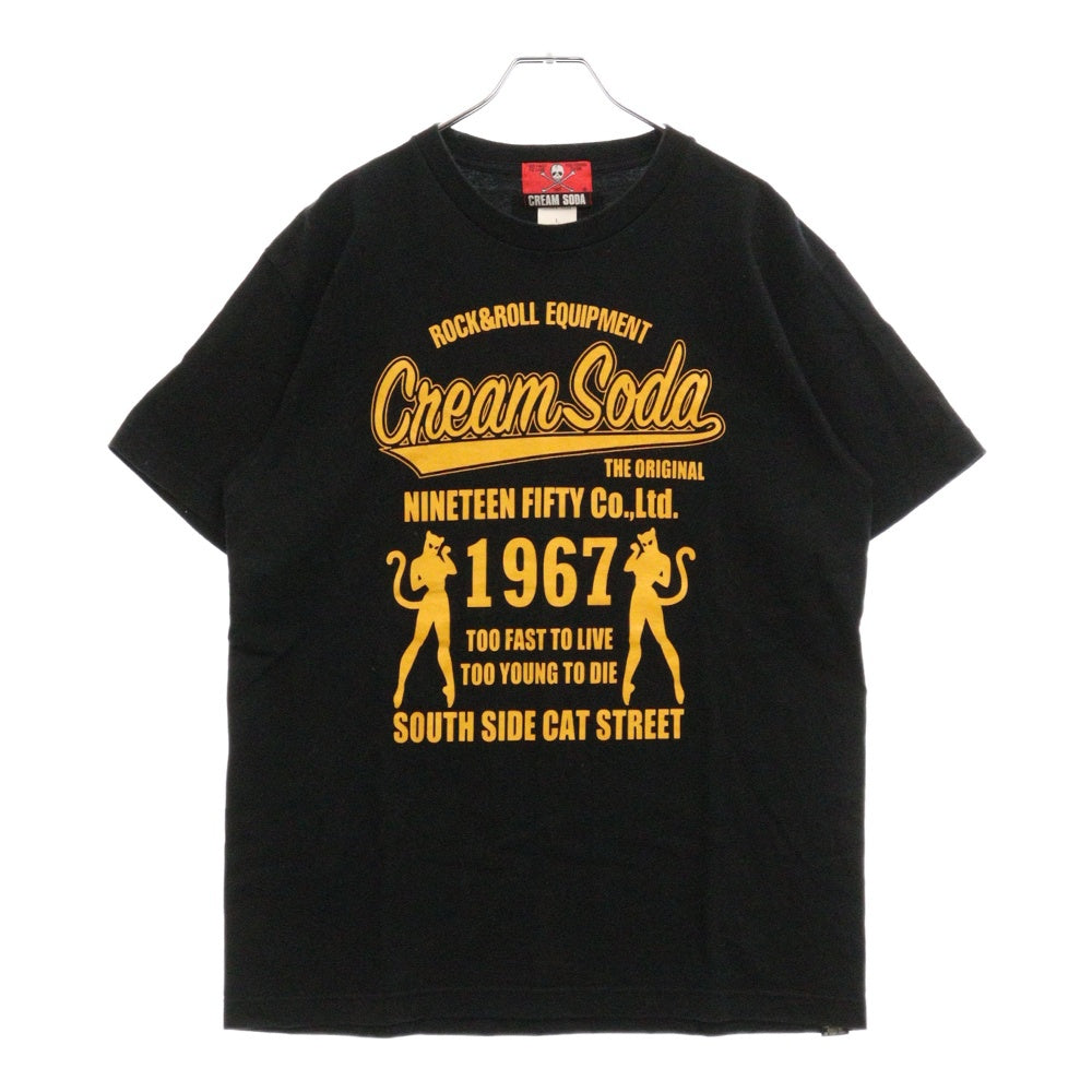 CREAM SODA(クリームソーダ) プリント半袖Tシャツ ブラック