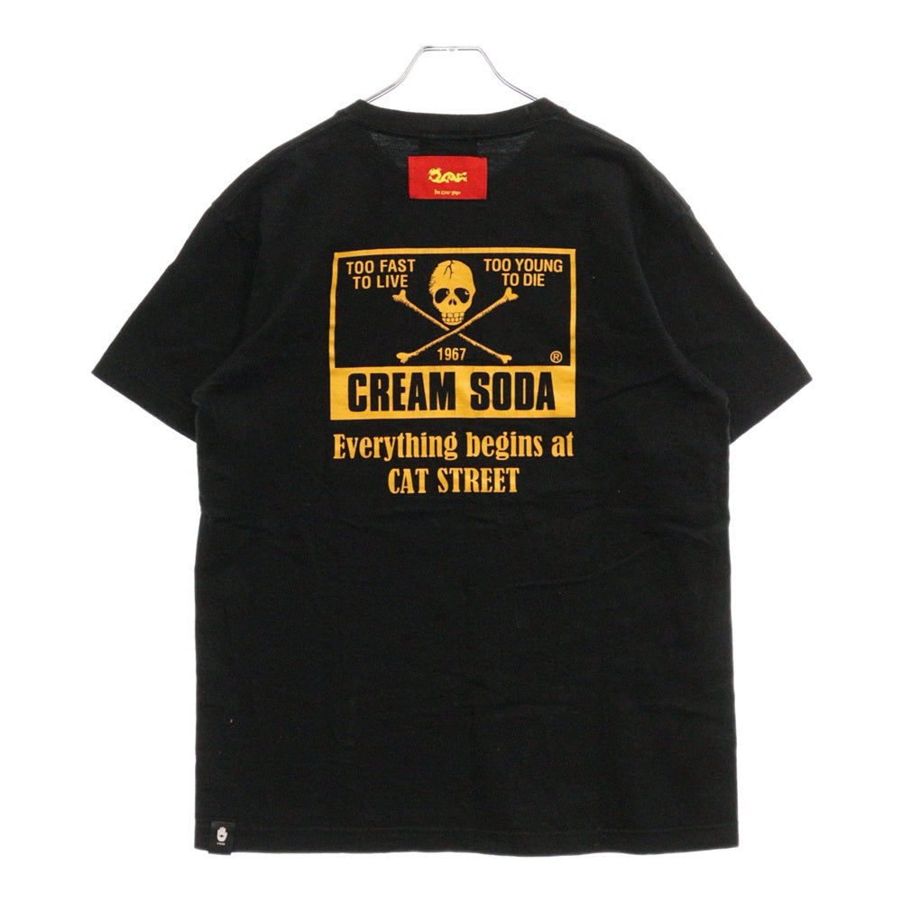 CREAM SODA(クリームソーダ) プリント半袖Tシャツ ブラック