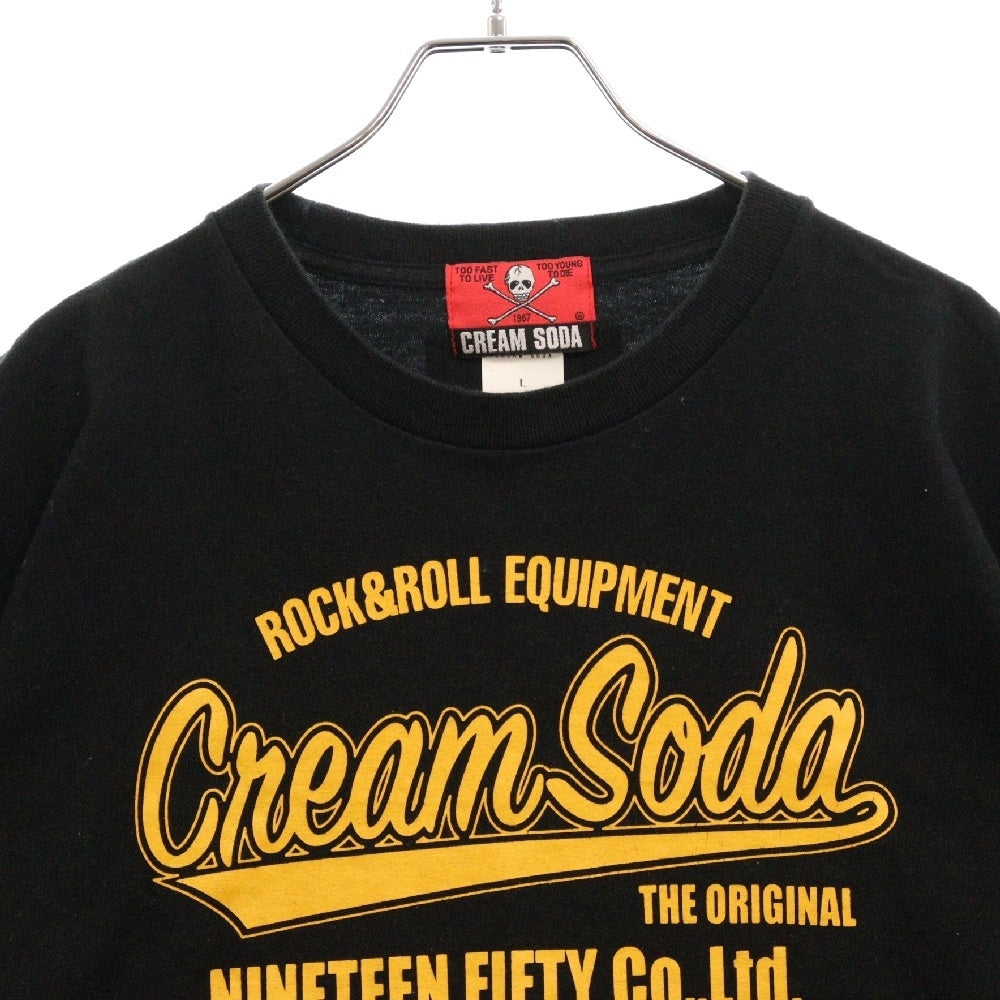 CREAM SODA(クリームソーダ) プリント半袖Tシャツ ブラック
