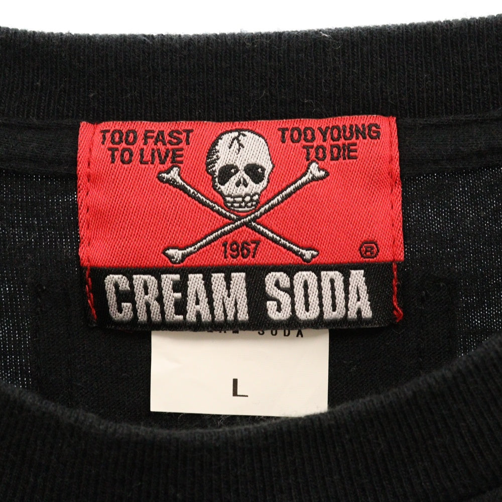 CREAM SODA(クリームソーダ) プリント半袖Tシャツ ブラック