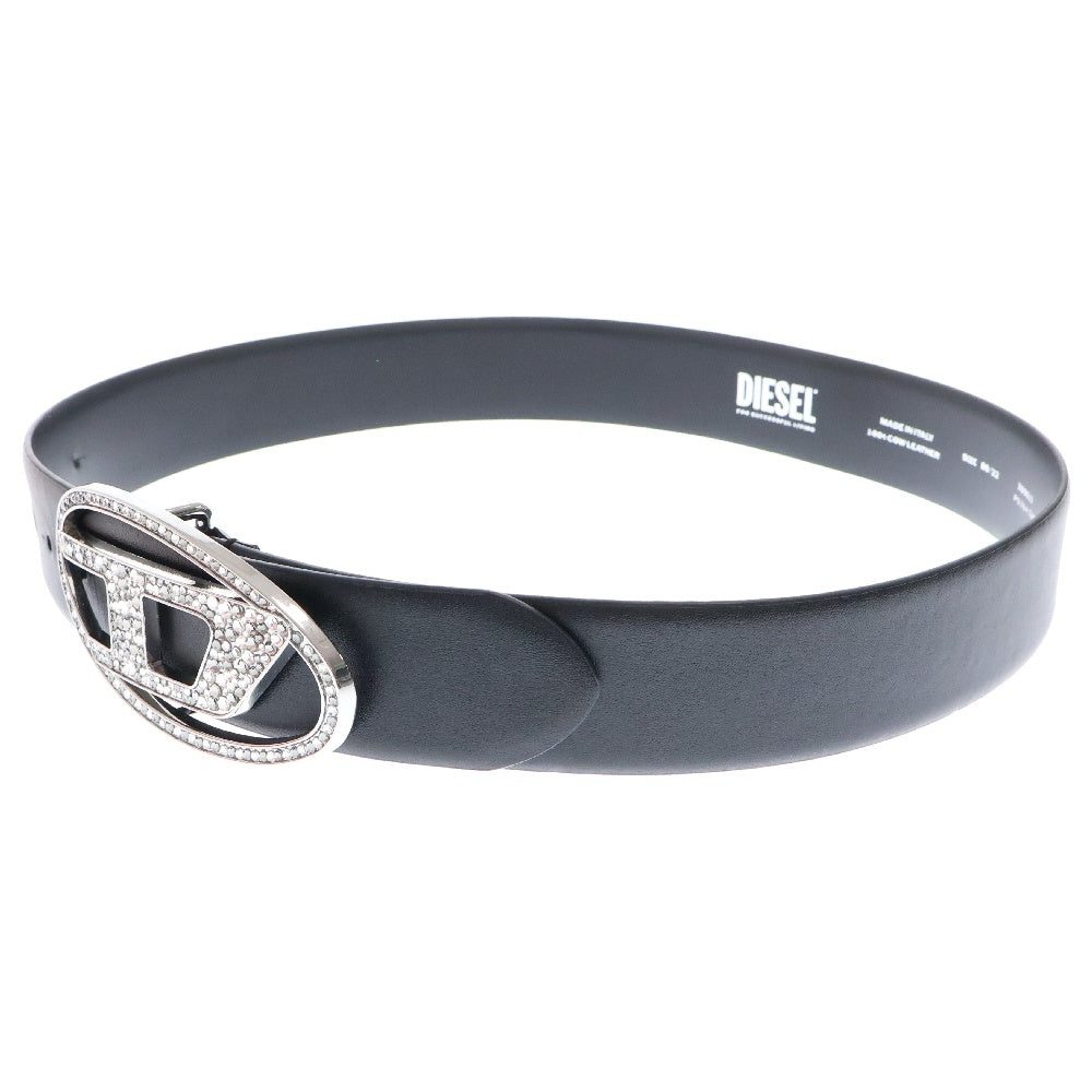 DIESEL(ディーゼル) B-1DR STRASS ラインストーン レザーベルト レディース ブラック/シルバー X09611