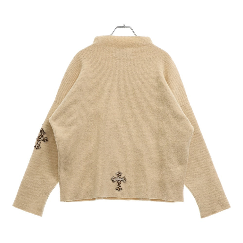 CHROME HEARTS(クロムハーツ) ハラコ クロスパッチ ハイネック ニットセーター ベージュ