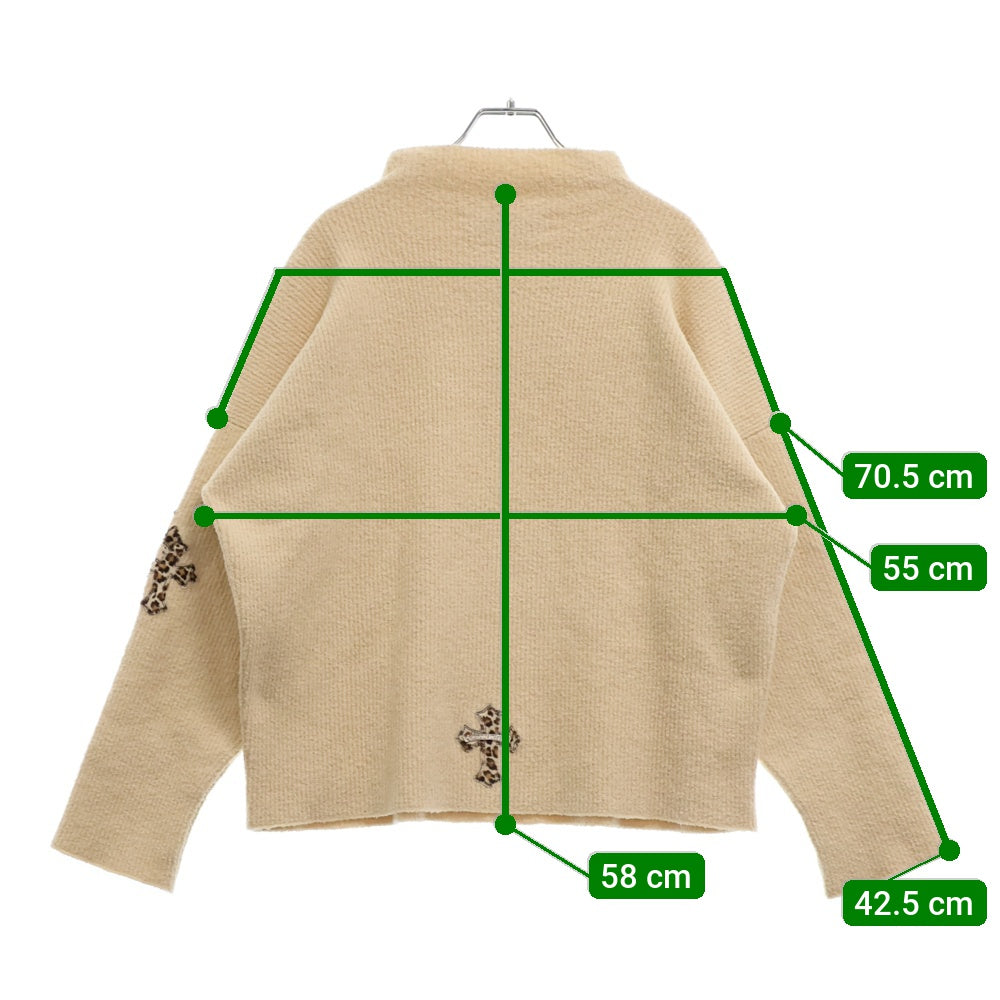 CHROME HEARTS(クロムハーツ) ハラコ クロスパッチ ハイネック ニットセーター ベージュ