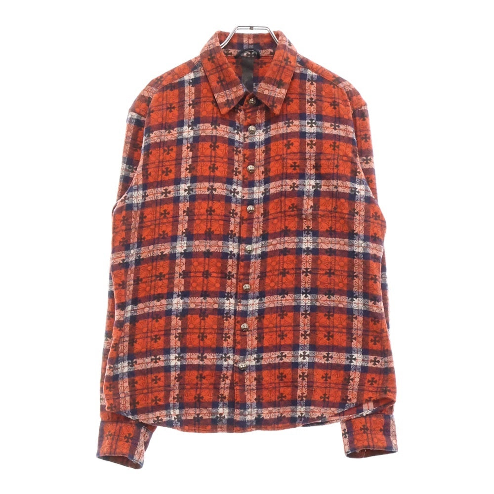 CHROME HEARTS(クロムハーツ) LOOSEENDS LS CHECK ルーズエンド 長袖チェックシャツ クロスボタンシャツ レッド/ブルー/ホワイト