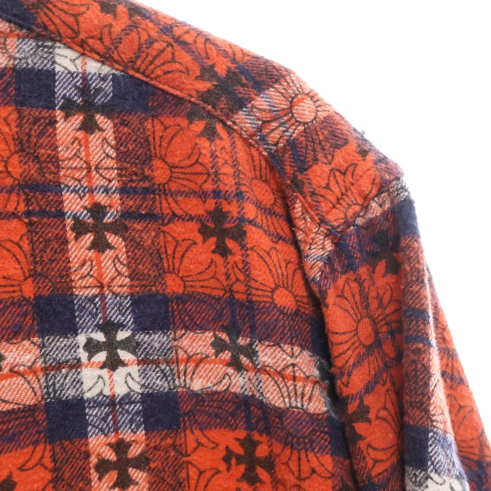 CHROME HEARTS(クロムハーツ) LOOSEENDS LS CHECK ルーズエンド 長袖チェックシャツ クロスボタンシャツ レッド/ブルー/ホワイト