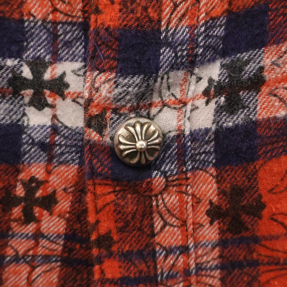 CHROME HEARTS(クロムハーツ) LOOSEENDS LS CHECK ルーズエンド 長袖チェックシャツ クロスボタンシャツ レッド/ブルー/ホワイト
