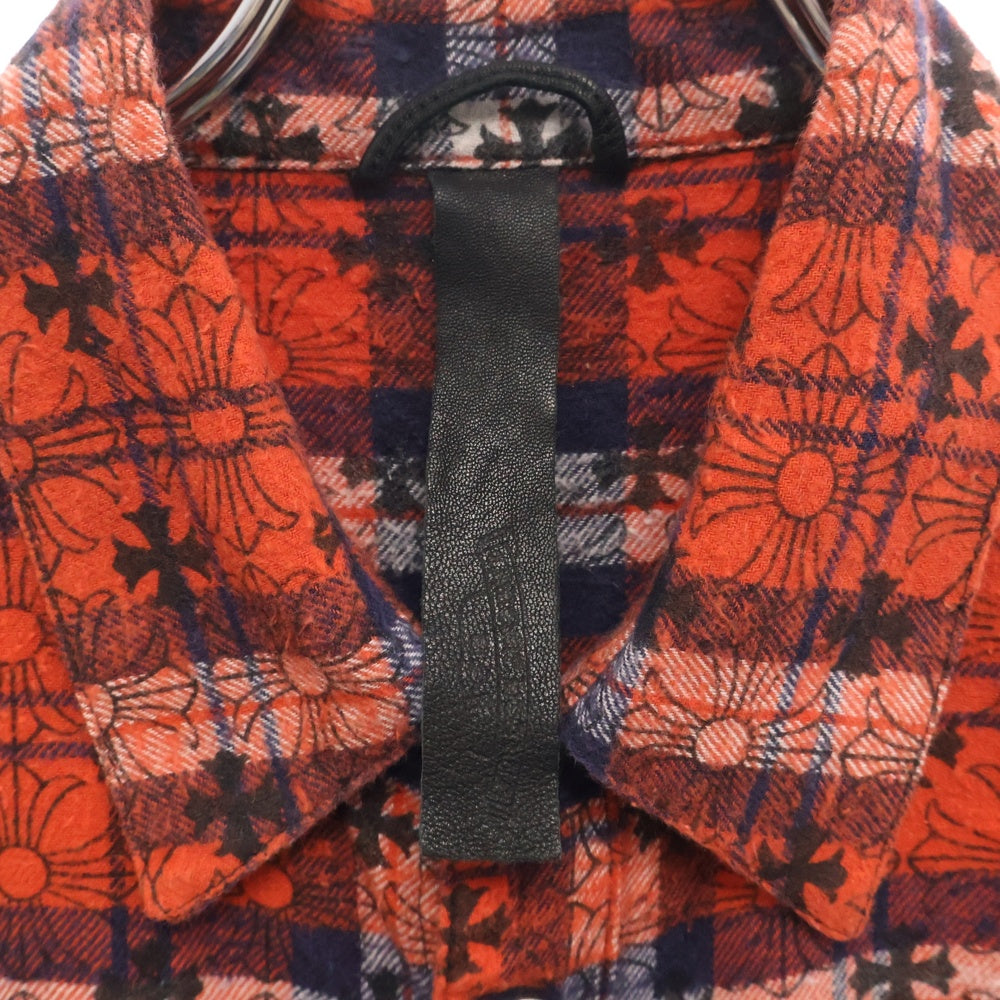 CHROME HEARTS(クロムハーツ) LOOSEENDS LS CHECK ルーズエンド 長袖チェックシャツ クロスボタンシャツ レッド/ブルー/ホワイト