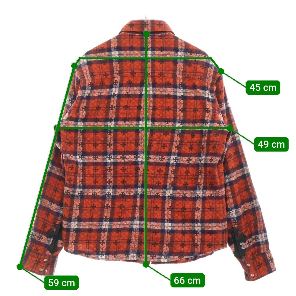 CHROME HEARTS(クロムハーツ) LOOSEENDS LS CHECK ルーズエンド 長袖チェックシャツ クロスボタンシャツ レッド/ブルー/ホワイト