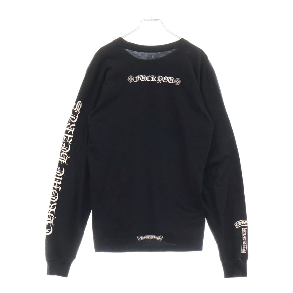 CHROME HEARTS(クロムハーツ) Fuck You L/S Pocket Tee ファックユーバック ロゴ ポケット付き クルーネック 長袖Tシャツ カットソー ブラック 2212-304-0221