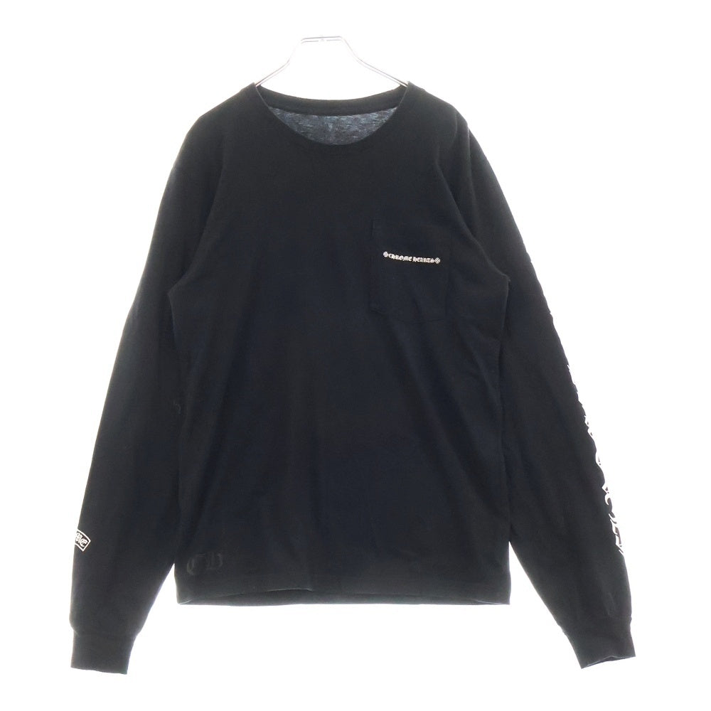 CHROME HEARTS(クロムハーツ) Fuck You L/S Pocket Tee ファックユーバック ロゴ ポケット付き クルーネック 長袖Tシャツ カットソー ブラック 2212-304-0221