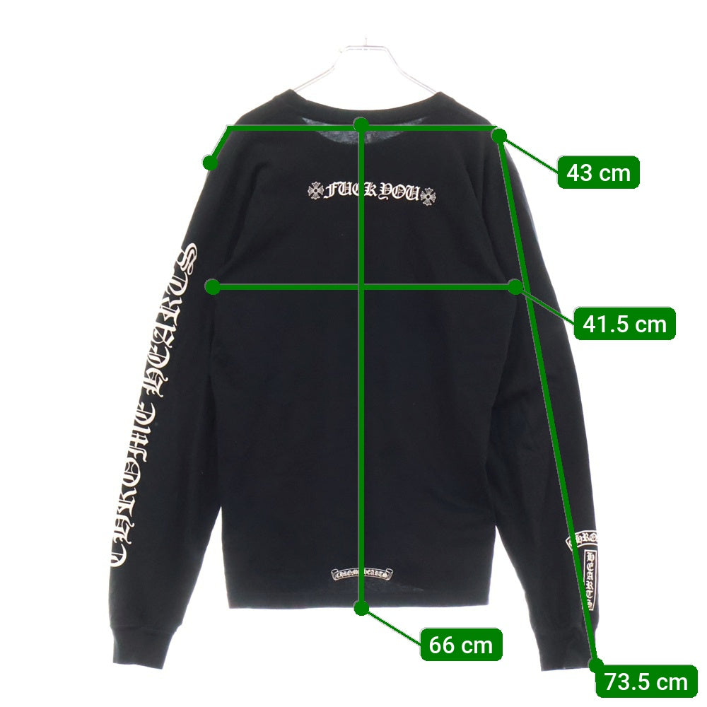 CHROME HEARTS(クロムハーツ) Fuck You L/S Pocket Tee ファックユーバック ロゴ ポケット付き クルーネック 長袖Tシャツ カットソー ブラック 2212-304-0221