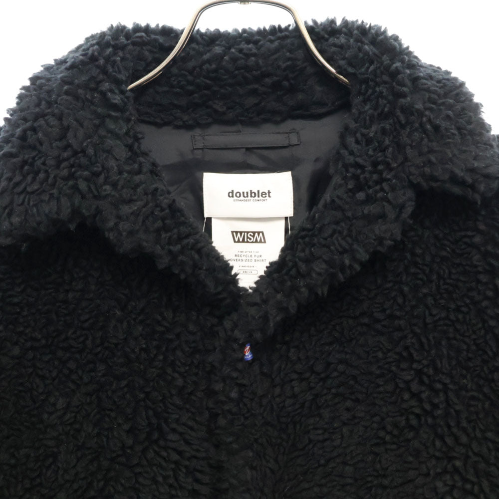 doublet(ダブレット) 21AW WISM別注 RECYCLE FUR OVERSIZED SHIRT リサイクル ファー オーバーサイズド シャツ コート ブラック 21AW04CO45-1