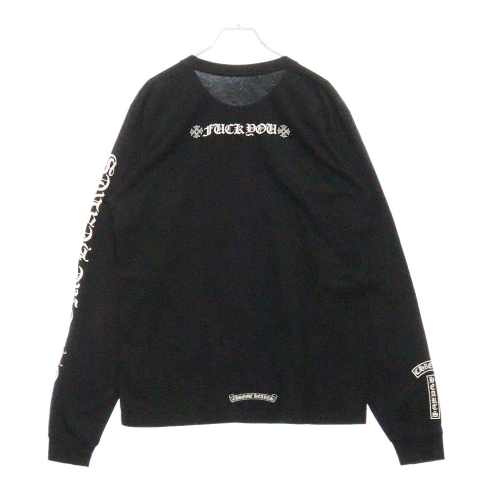 CHROME HEARTS(クロムハーツ) Fuck You L/S Pocket Tee ファックユーバック ロゴ ポケット付き クルーネック 長袖Tシャツ カットソー ブラック 2212-304-0221