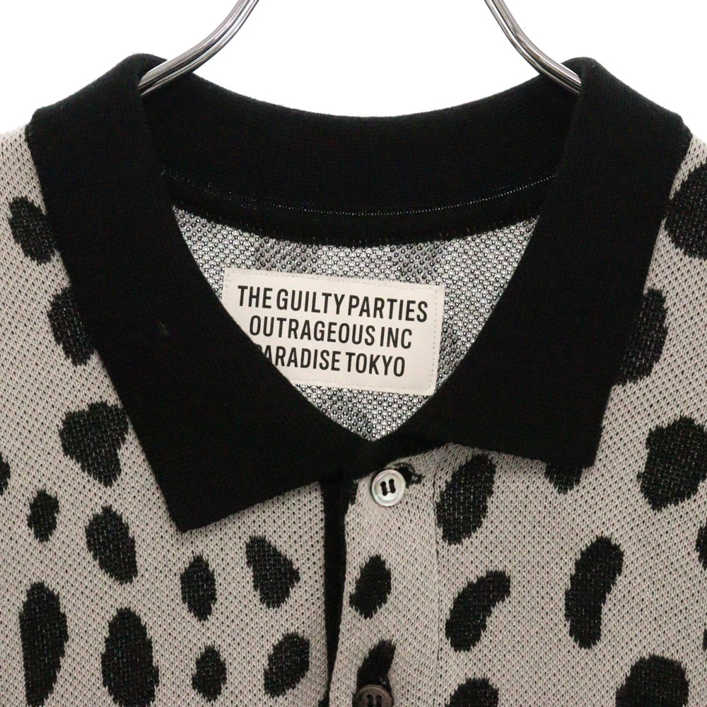 WACKO MARIA(ワコマリア) 24SS LEOPARD KNIT POLO SHIRT ニットポロシャツ グレーブラック