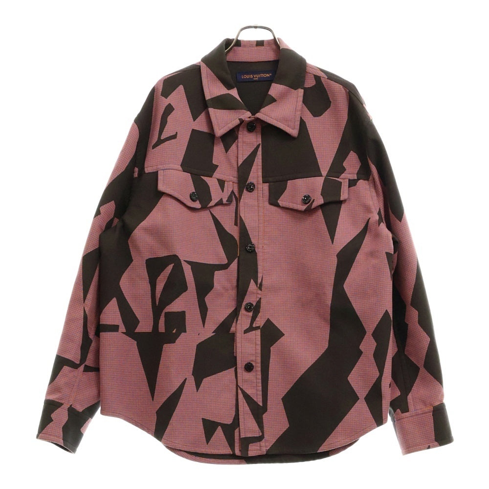 LOUIS VUITTON(ルイヴィトン) 23SS ダブルフェイスオーバーシャツジャケット 総柄 ブルゾン ブラウン/レッド RM231M TB4 HOS01W