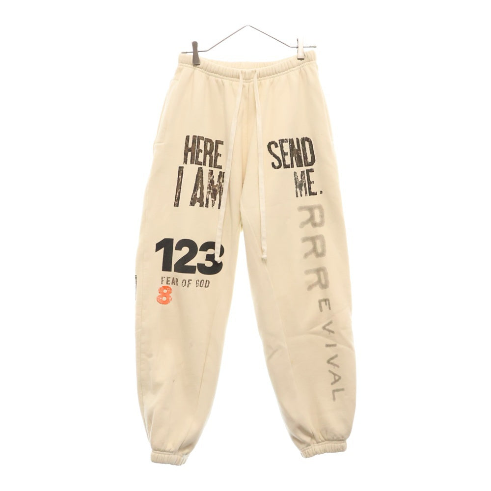 RRR123 RIVINGTON roi Rebis(リヴィントンロイレビス) ×Fear of God HERE IAM SENDO ME Sweatpants ×フィアオブゴッド ロゴパッチスウェットパンツ ベージュ