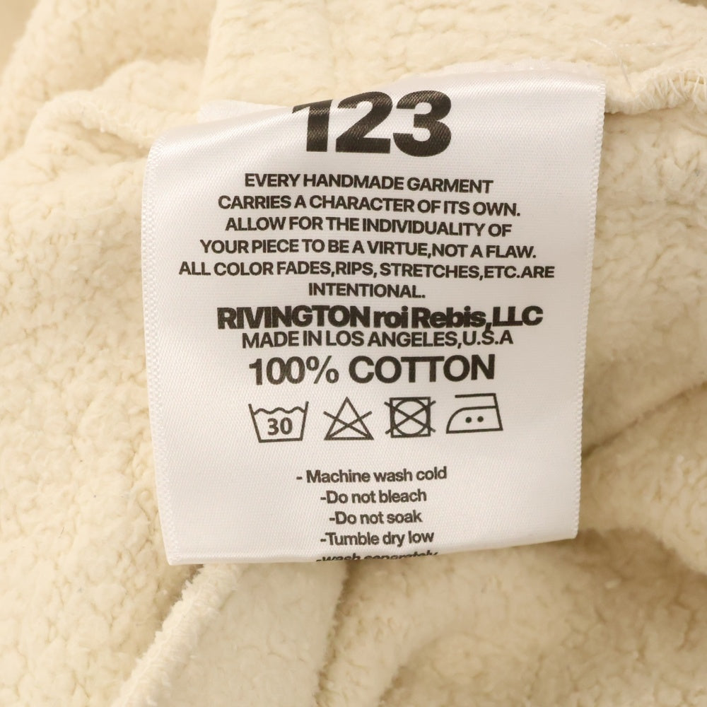 RRR123 RIVINGTON roi Rebis(リヴィントンロイレビス) ×Fear of God HERE IAM SENDO ME Sweatpants ×フィアオブゴッド ロゴパッチスウェットパンツ ベージュ