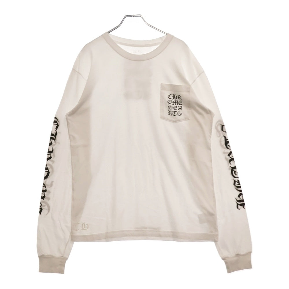 CHROME HEARTS(クロムハーツ) Vertical Logo Tee ヴァーティカルロゴ 長袖Tシャツ 胸ポケットロゴ バックロゴ カットソー ホワイト 2212-304-0242