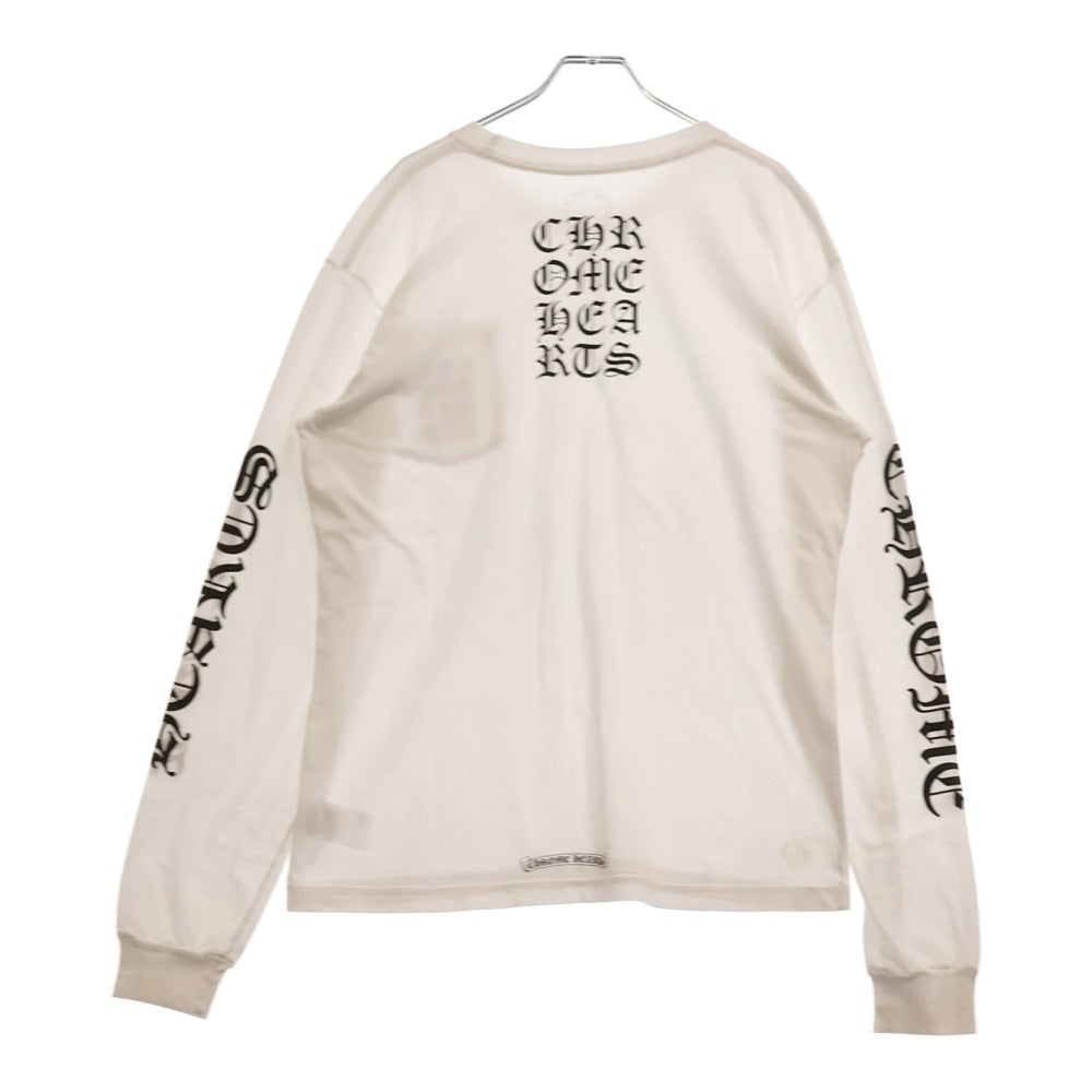 CHROME HEARTS(クロムハーツ) Vertical Logo Tee ヴァーティカルロゴ 長袖Tシャツ 胸ポケットロゴ バックロゴ カットソー ホワイト 2212-304-0242