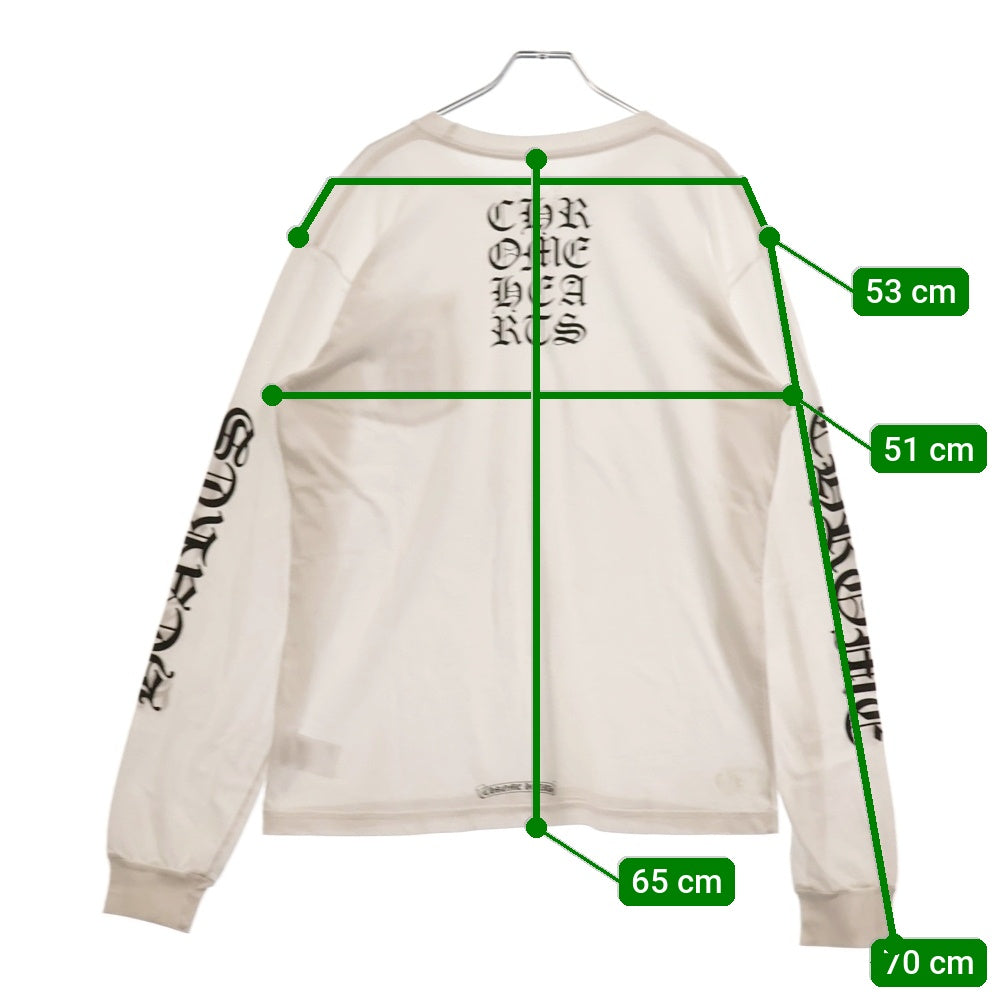 CHROME HEARTS(クロムハーツ) Vertical Logo Tee ヴァーティカルロゴ 長袖Tシャツ 胸ポケットロゴ バックロゴ カットソー ホワイト 2212-304-0242