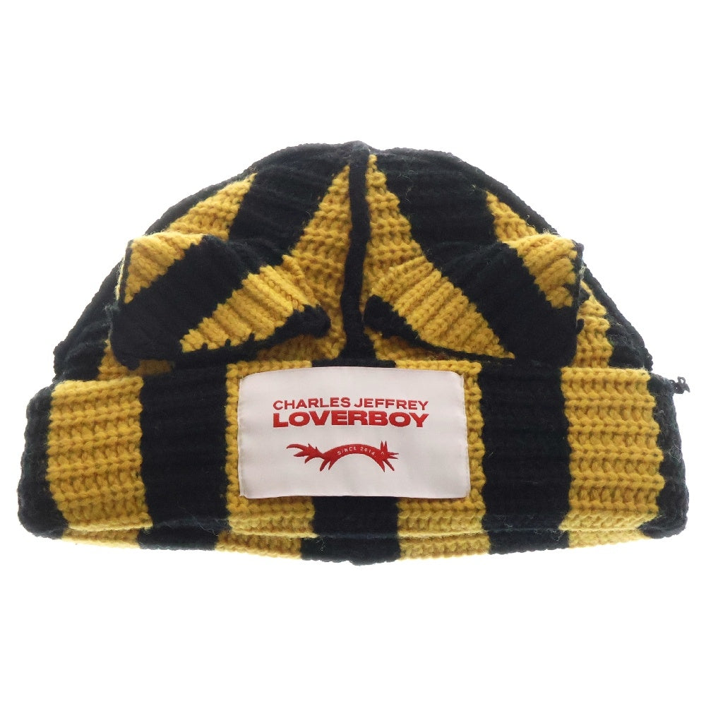 CHARLES JEFFREY LOVERBOY(チャールズジェフリーラバーボーイ) GOOD WOOD グッドウッド ビーニー ニット帽 ブラック/イエロー