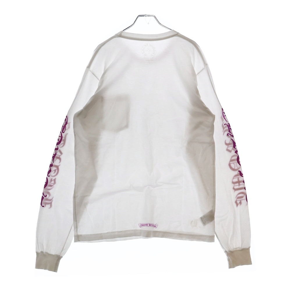 CHROME HEARTS(クロムハーツ) Neck Logo L/S TEE ネックロゴロングスリーブ長袖Tシャツ ホワイト/ピンク