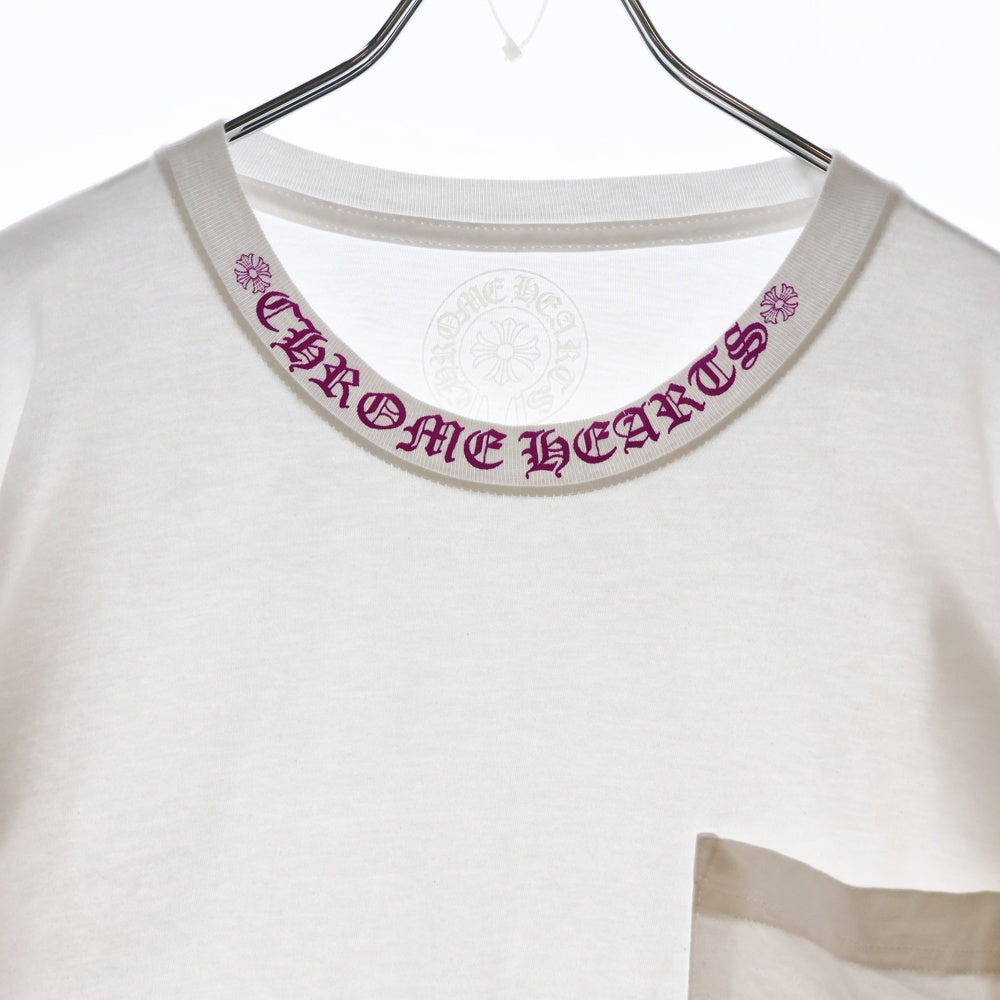 CHROME HEARTS(クロムハーツ) Neck Logo L/S TEE ネックロゴロングスリーブ長袖Tシャツ ホワイト/ピンク