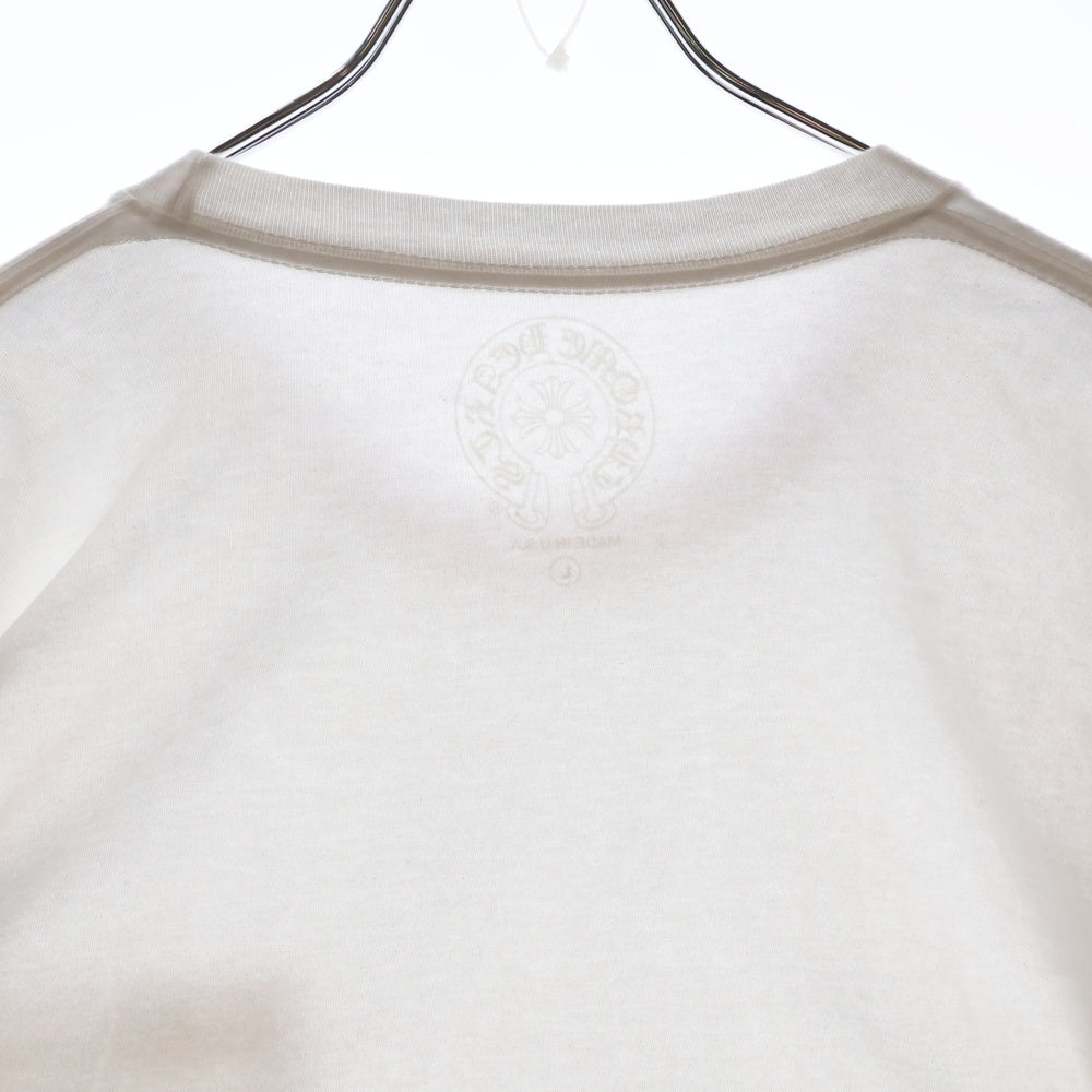 CHROME HEARTS(クロムハーツ) Neck Logo L/S TEE ネックロゴロングスリーブ長袖Tシャツ ホワイト/ピンク