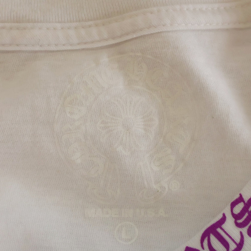 CHROME HEARTS(クロムハーツ) Neck Logo L/S TEE ネックロゴロングスリーブ長袖Tシャツ ホワイト/ピンク