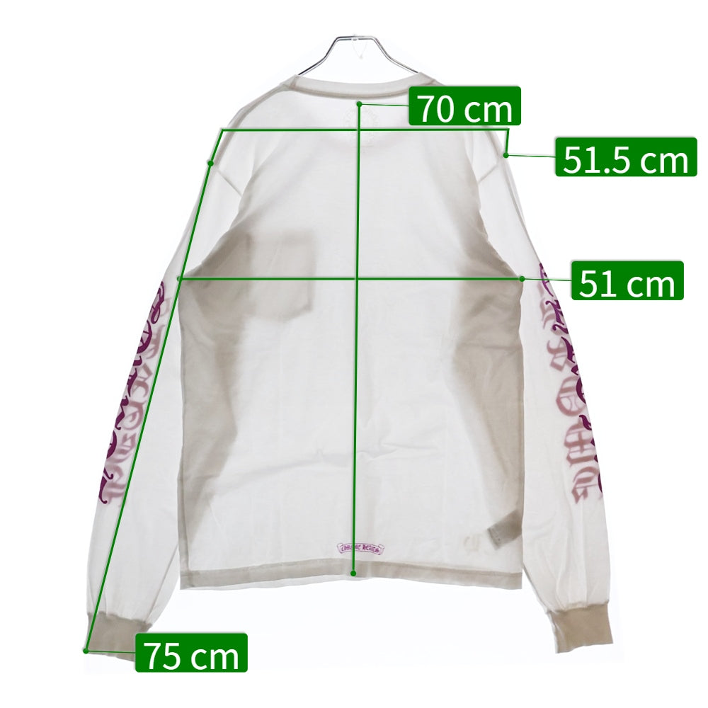 CHROME HEARTS(クロムハーツ) Neck Logo L/S TEE ネックロゴロングスリーブ長袖Tシャツ ホワイト/ピンク
