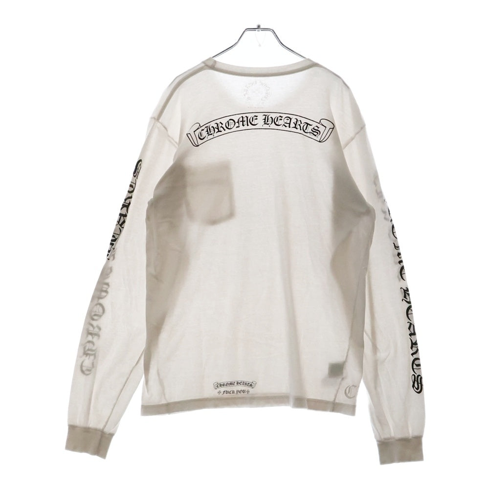 CHROME HEARTS(クロムハーツ) CH L S 1 バックスクロールロゴプリント ロングスリーブカットソー ロンT 長袖Tシャツ ホワイト