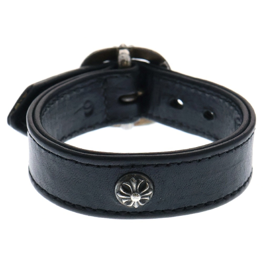 CHROME HEARTS(クロムハーツ) GUNSLINGER ガンスリンガー クロスボール レザーブレスレット ブラック/シルバー BCA146