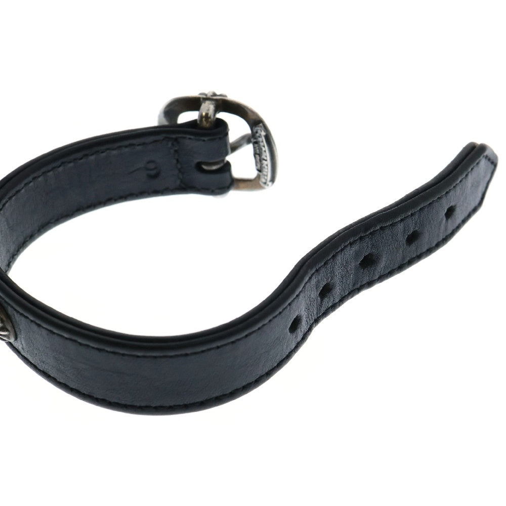 CHROME HEARTS(クロムハーツ) GUNSLINGER ガンスリンガー クロスボール レザーブレスレット ブラック/シルバー BCA146