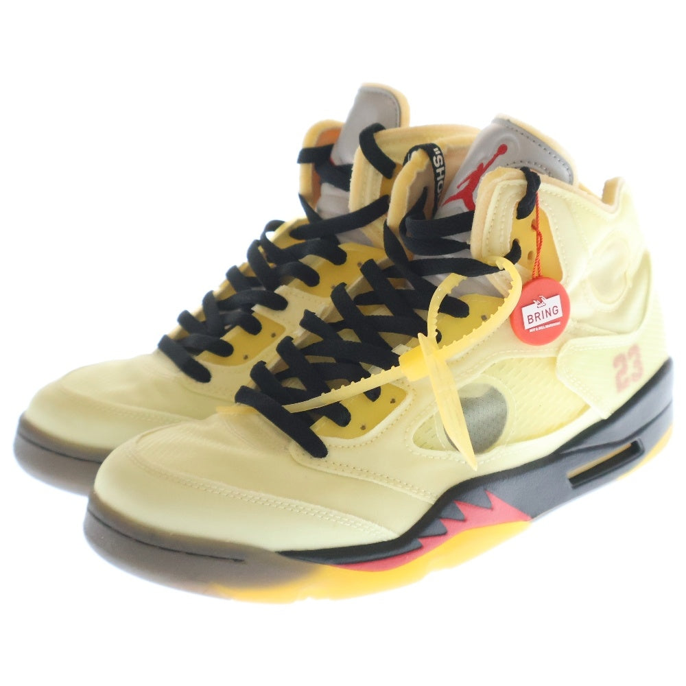NIKE(ナイキ) ×OFF-WHITE AIR JORDAN 5 RETRO SP SAIL DH8565-100 オフホワイト エアジョーダン5 レトロ セイル ハイカットスニーカー アイボリー US10/28cm