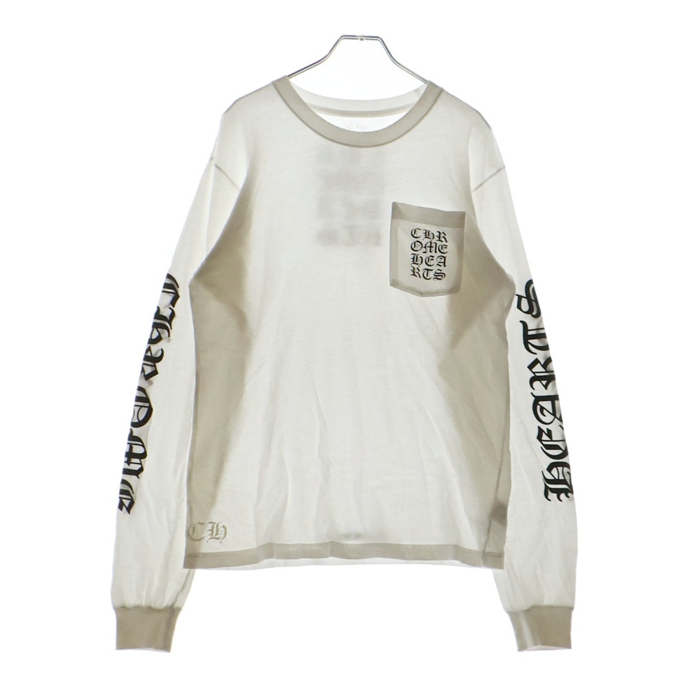CHROME HEARTS(クロムハーツ) Vertical Logo Tee ヴァーティカルロゴ 長袖Tシャツ 胸ポケットロゴ バックロゴ カットソー ホワイト 2212-304-0242