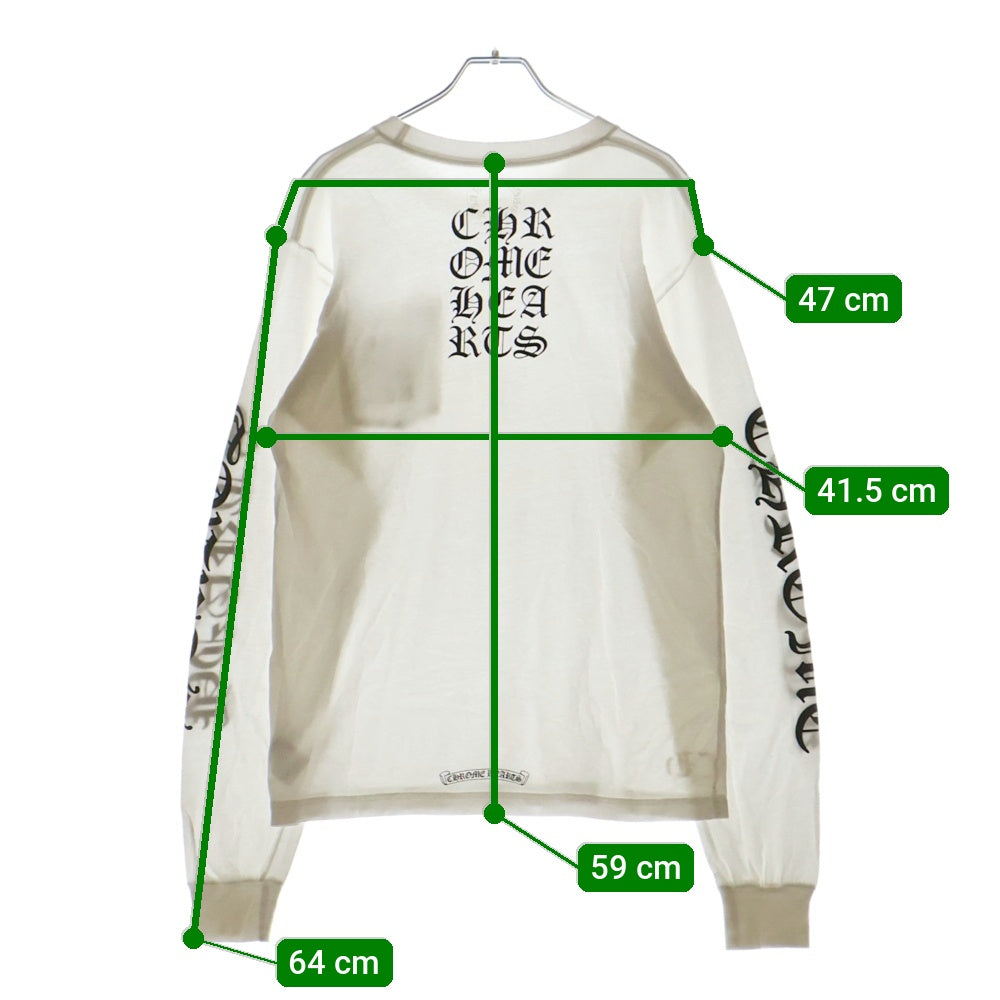 CHROME HEARTS(クロムハーツ) Vertical Logo Tee ヴァーティカルロゴ 長袖Tシャツ 胸ポケットロゴ バックロゴ カットソー ホワイト 2212-304-0242