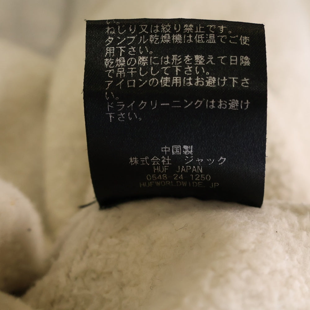 HUF(ハフ) MILTON ZIP-UP HOODIE フロントロゴ刺繍 ジップアップパーカー フーディー グレー