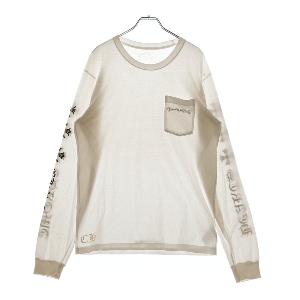 CHROME HEARTS(クロムハーツ) L/S Tee アームロゴ プリント長袖Tシャツ カットソー ホワイト