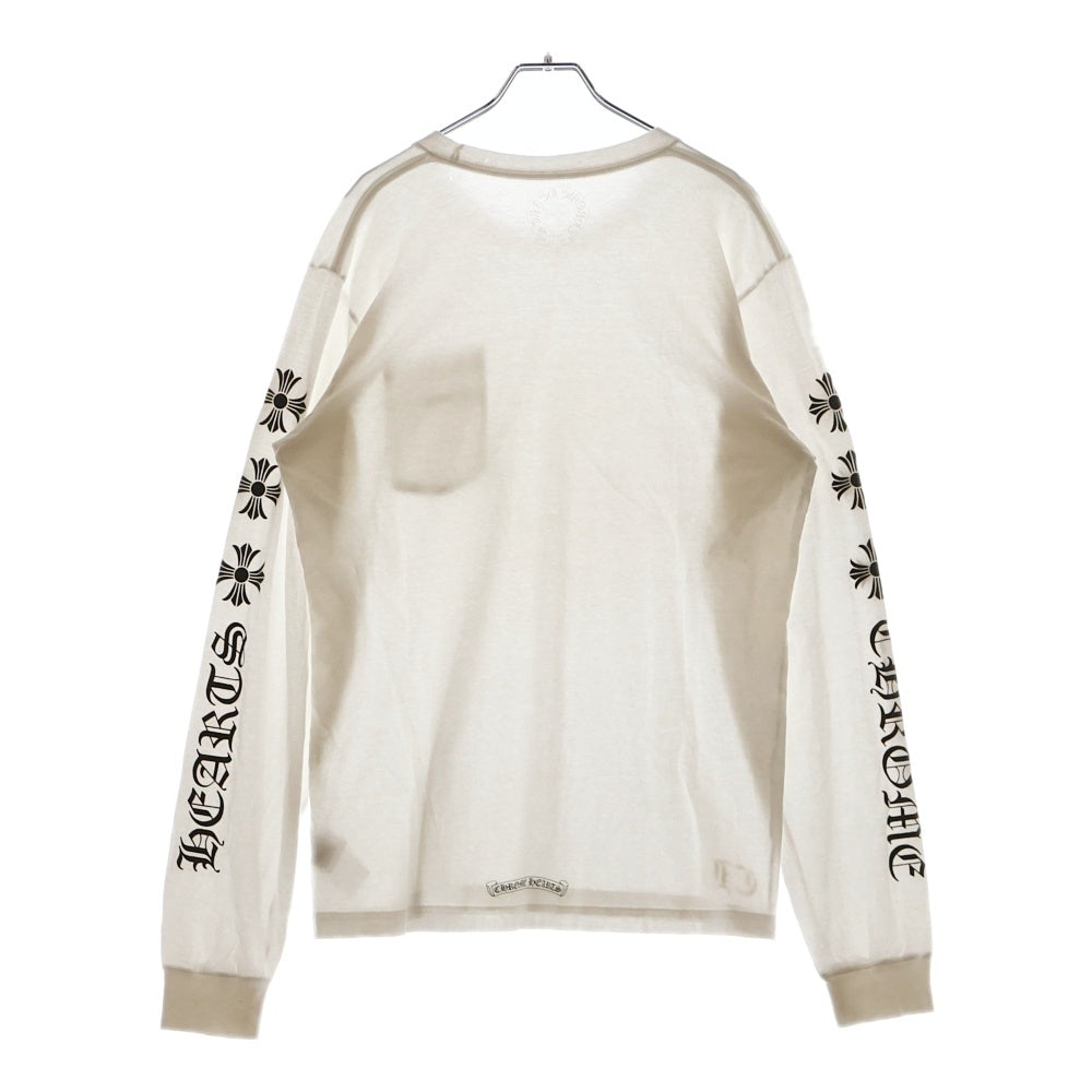 CHROME HEARTS(クロムハーツ) L/S Tee アームロゴ プリント長袖Tシャツ カットソー ホワイト