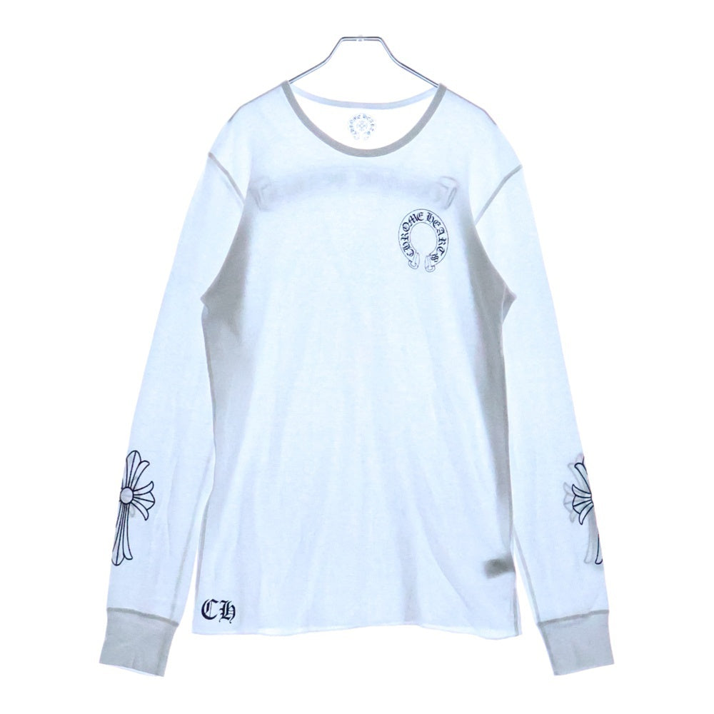 CHROME HEARTS(クロムハーツ) Thermal L/S SCRL SCROLL LABEL PRINT 長袖ロンTカットソー ホースシュー サーマル 2212-304-0335 ホワイト