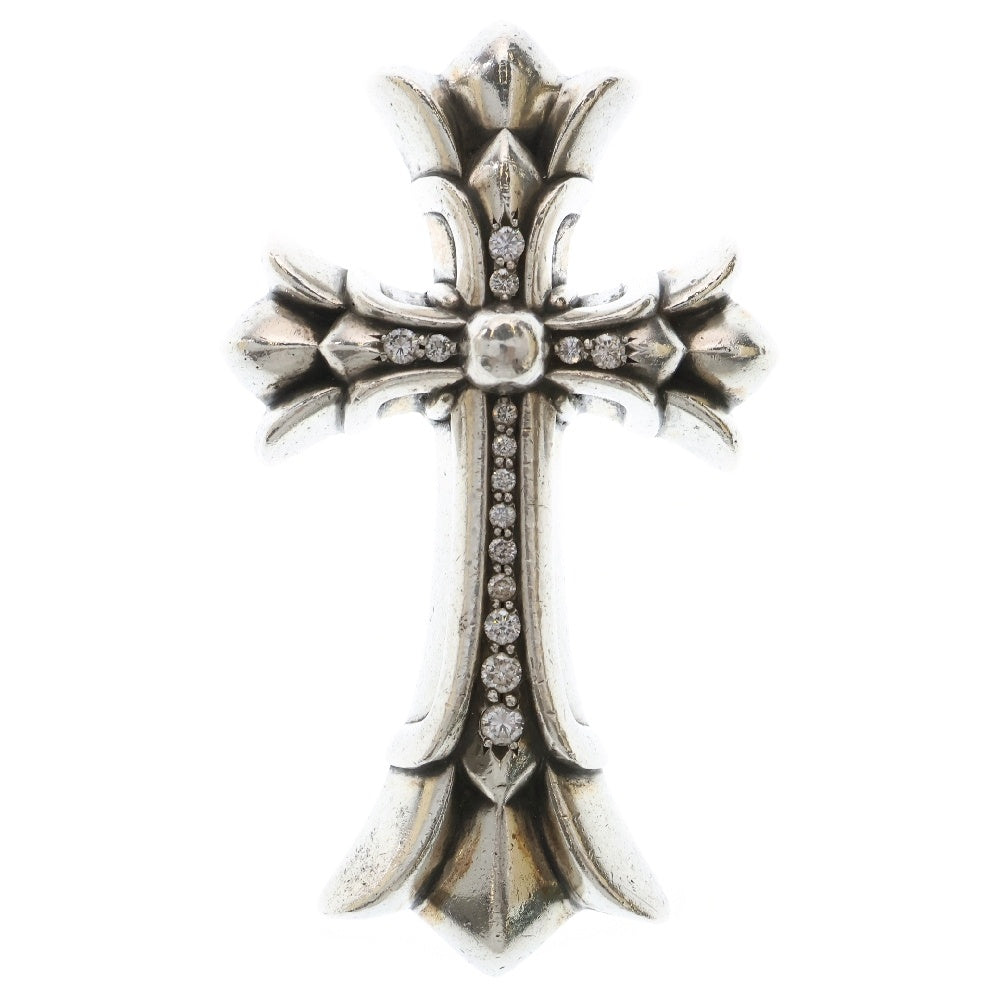 CHROME HEARTS(クロムハーツ) DBL CH CRS LRG ラージダブルCHクロス アフターPAVEダイヤ ペンダント シルバーネックレストップ シルバー